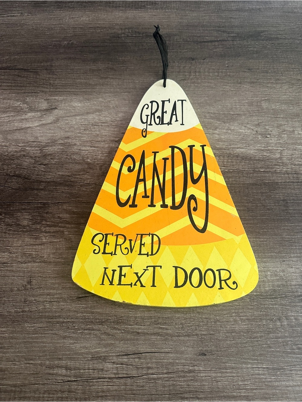 Halloween Candy Corn Wall Hanging - Yellow Orange Decorative Sign